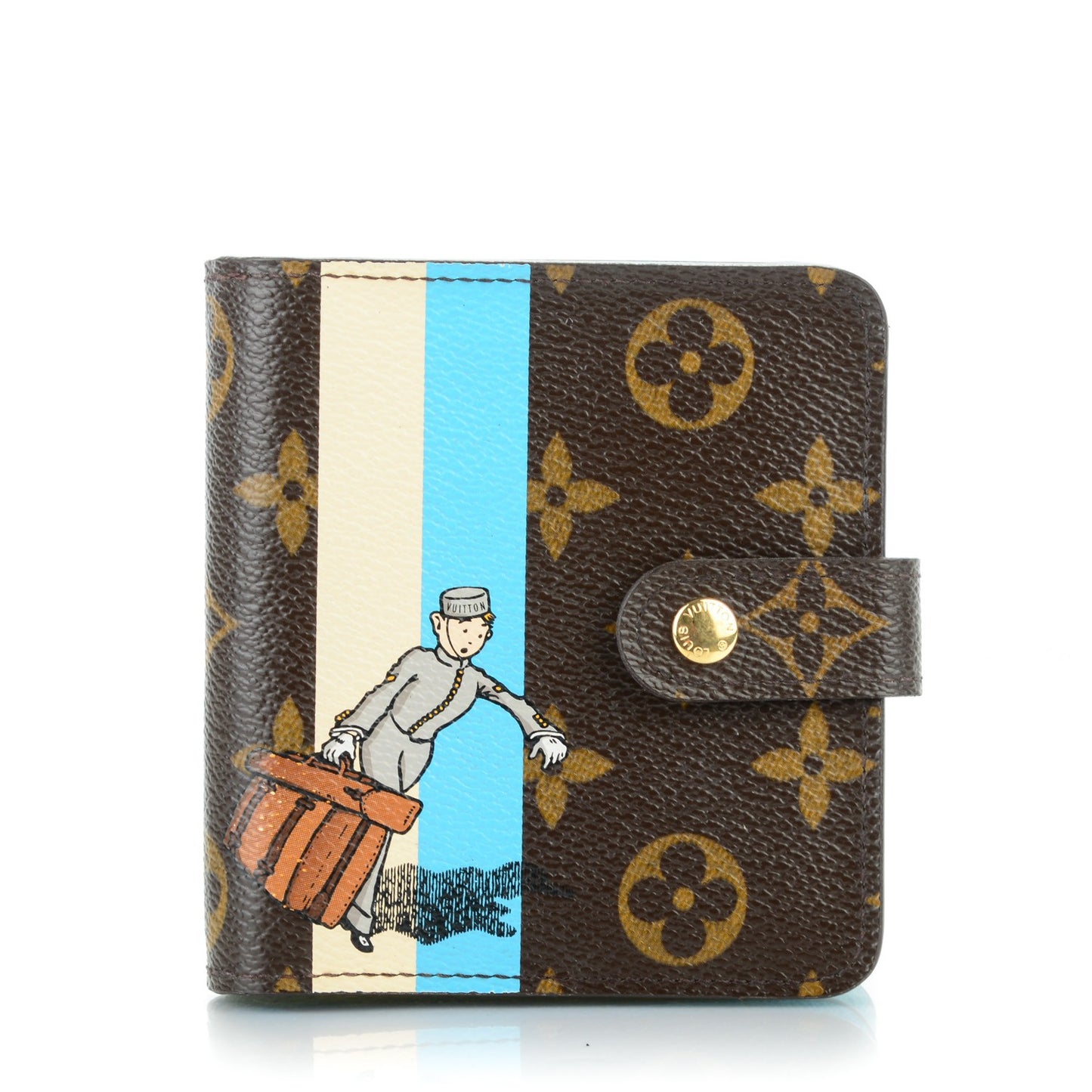 Monogram Groom Compact Zip Wallet Blue