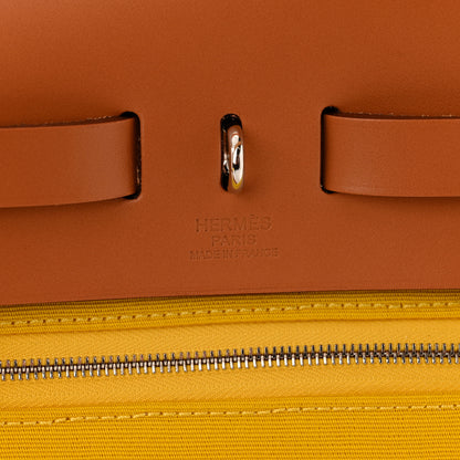 Hermes Vache Hunter Toile Officier Herbag Zip PM 31 PM Natural Jaune De Naples 7 of 12