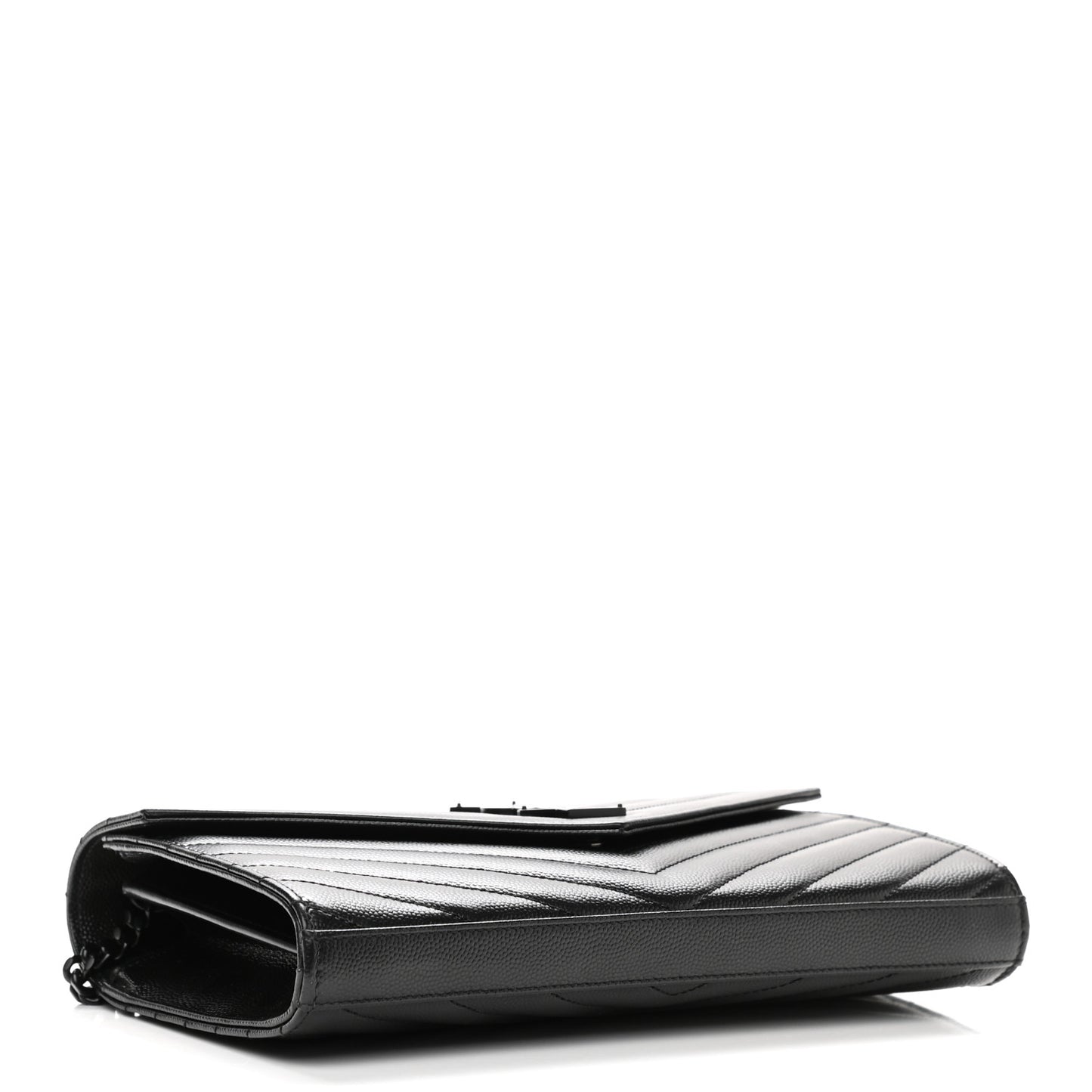 Grain De Poudre Matelasse Chevron Monogram Chain Wallet Black