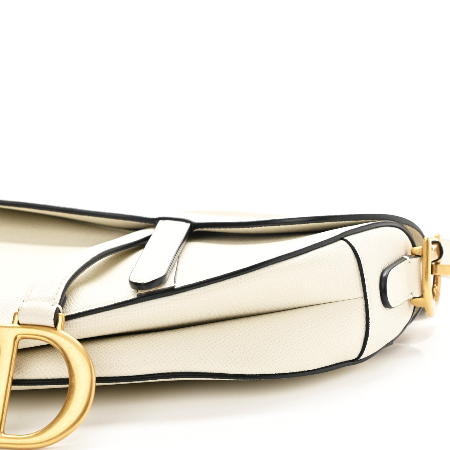 Grained Calfskin Saddle Bag White