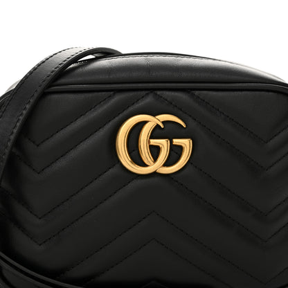 Gucci Calfskin Matelasse Mini GG Marmont Chain Shoulder Bag Black 8 of 10