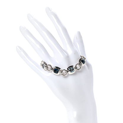 David Yurman Sterling Silver Blue Topaz 7mm Renaissance Linked Bracelet 2 of 5