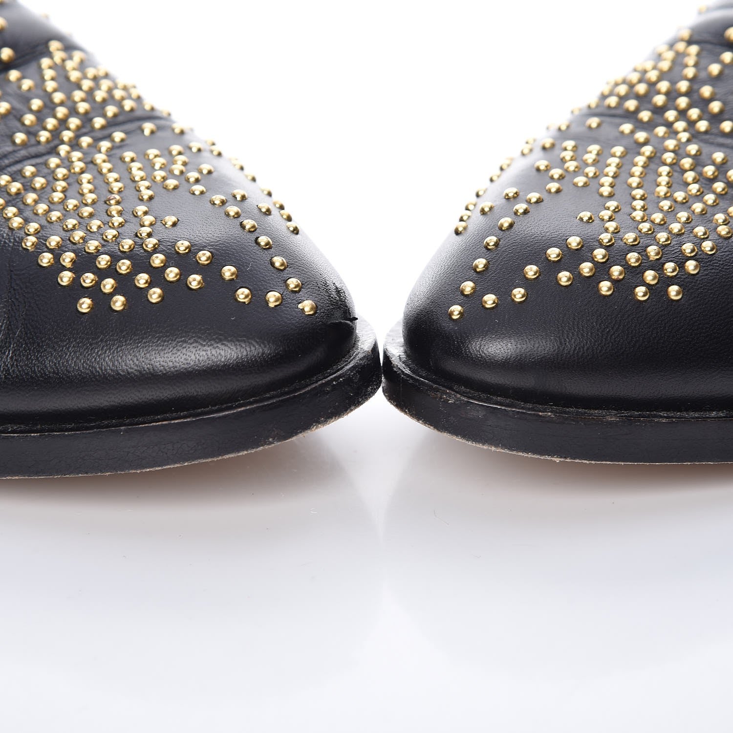 Chloe Nappa Sheepskin Studded Susanna Ankle Boots 39.5 Black Gold 10 of 12