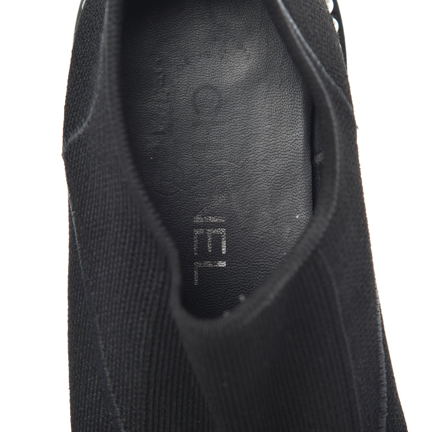 Stretch Fabric Grosgrain Pearl Cap Toe CC Moccasin Loafers 37.5 Black