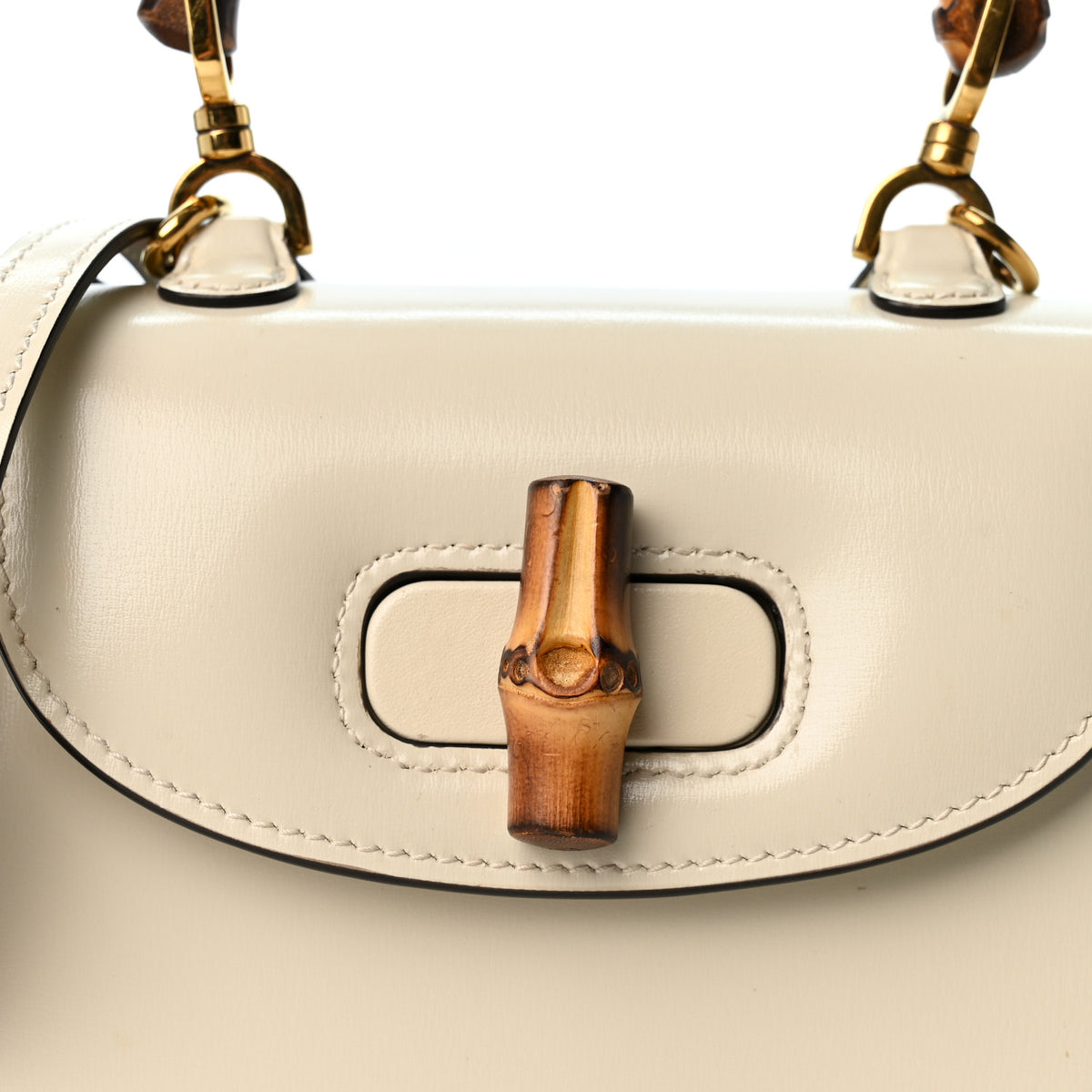 Boarded Dyana Lux Calfskin Web Mini Bamboo 1947 Top Handle Bag Mystic White