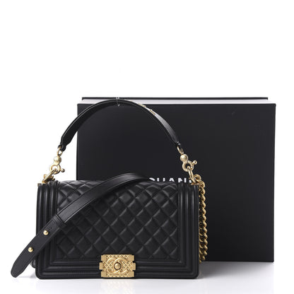Chanel Calfskin Medium Boy Logo Top Handle Flap Black 11 of 11