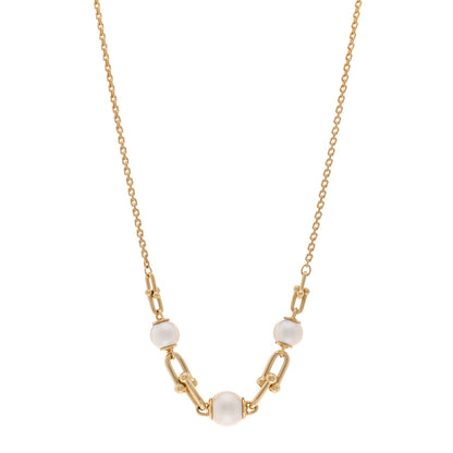 Tiffany 18K Yellow Gold Pearl HardWear Link Pendant Necklace 1 of 5
