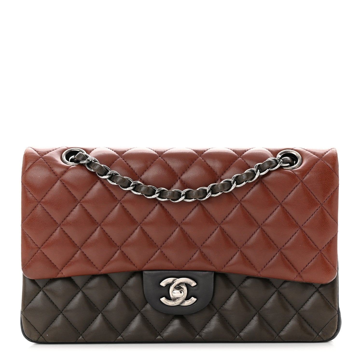 Chanel Lambskin Quilted Tri-Color Medium Double Flap Burgundy 1 of 10