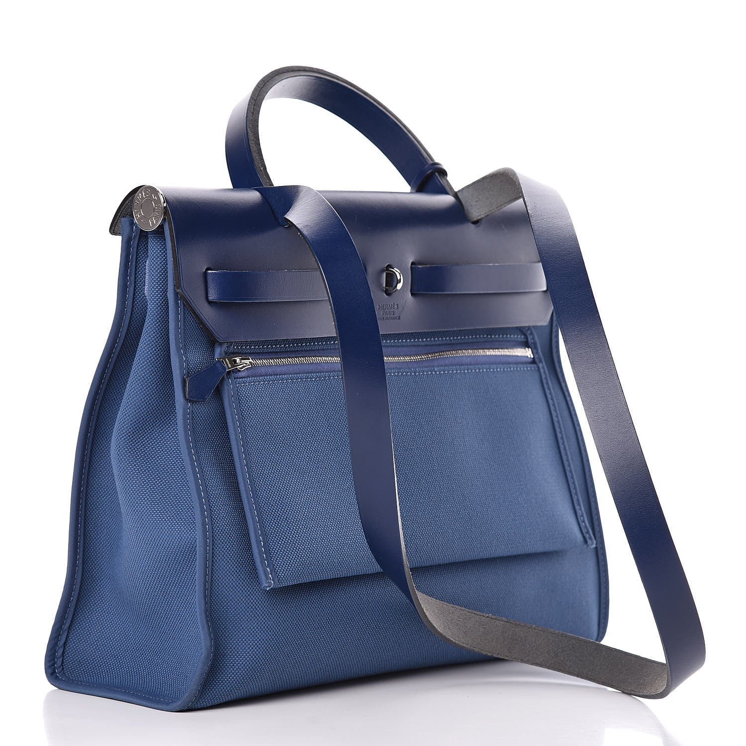 Hermes Vache Hunter Toile Herbag Zip 31 PM Bleu Brighton Bleu Saphir 4 of 16