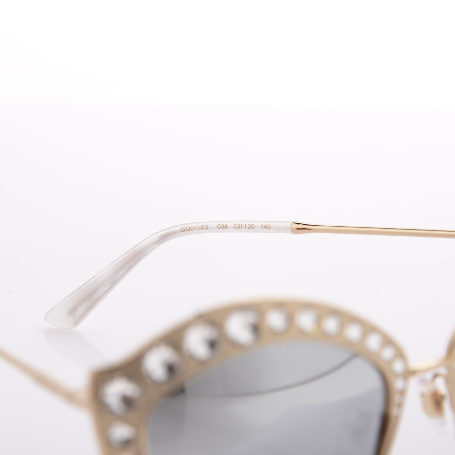 Gucci Metal Crystal Cat Eye Sunglasses GG00114S Gold 5 of 8