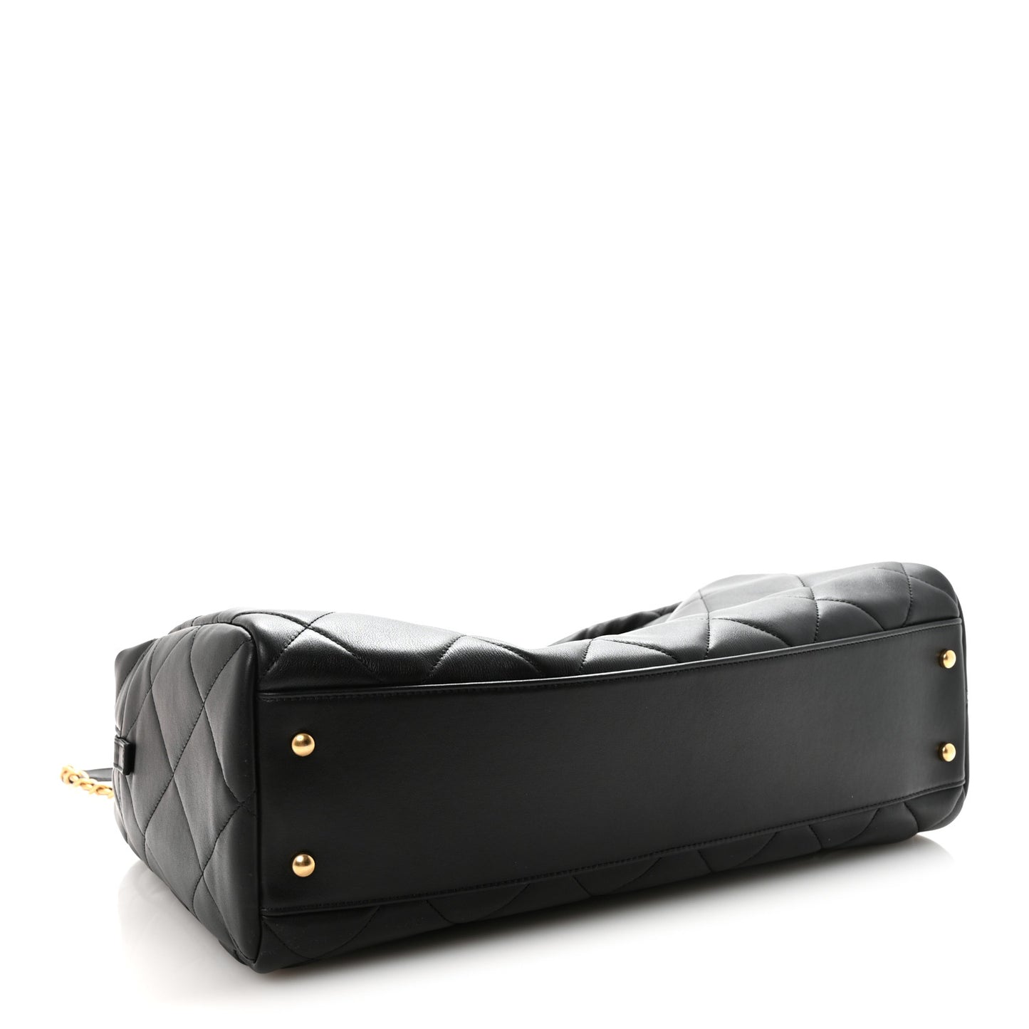 Calfskin Quilted Maxi Travel Bowling Bag Black