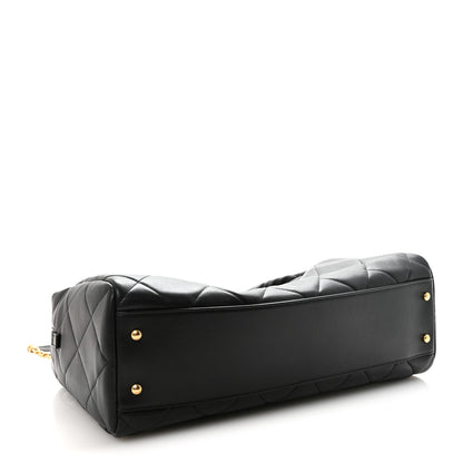 Chanel Calfskin Quilted Maxi Travel Bowling Bag Black 4 of 10