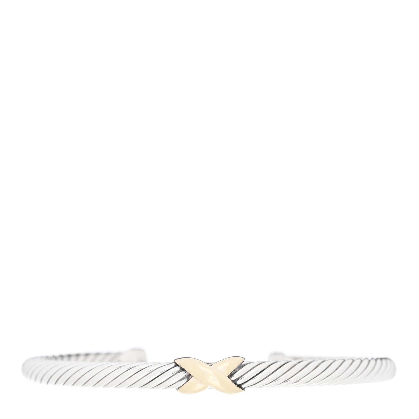 Sterling Silver 14K Yellow Gold 5mm X Station Cable Bracelet