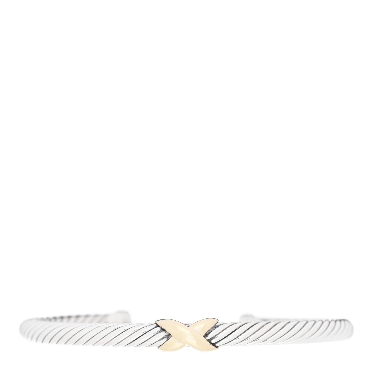 David Yurman Sterling Silver 14K Yellow Gold 5mm X Station Cable Bracelet 1 of 4