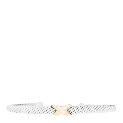David Yurman Sterling Silver 14K Yellow Gold 5mm X Station Cable Bracelet 1 of 4