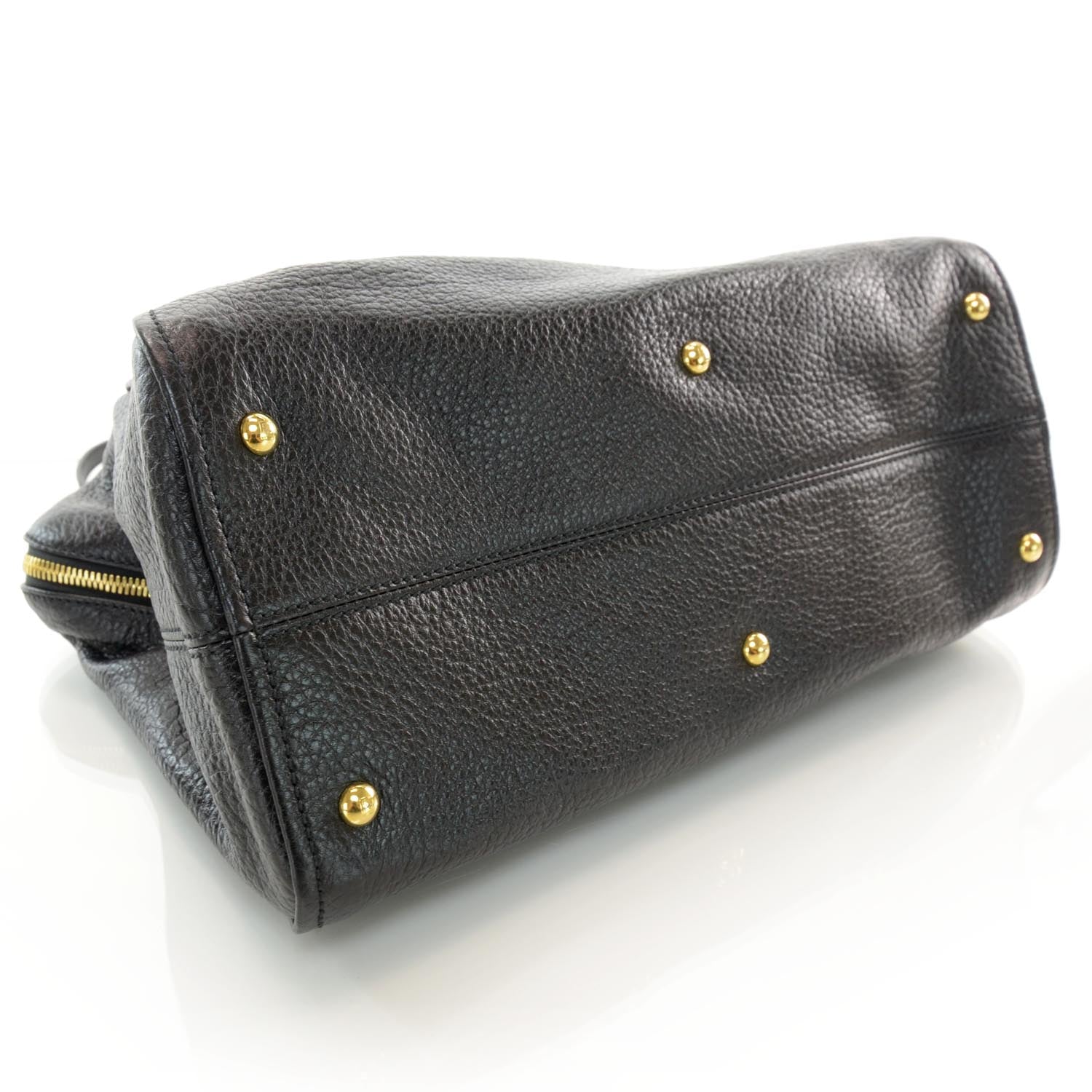 Fendi Pebbled Calfskin Large Chameleon Tote Black 4 of 7