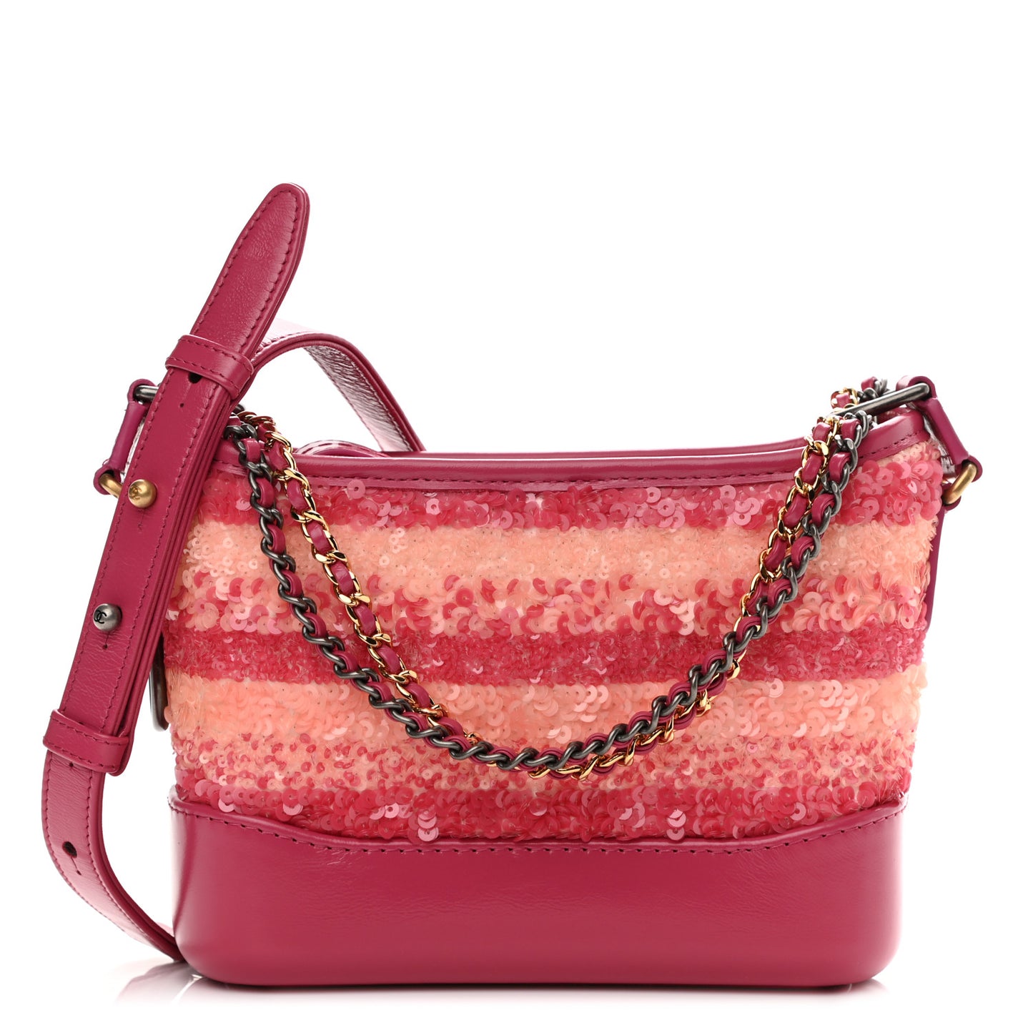 Sequin Calfskin Small Gabrielle Hobo Pink