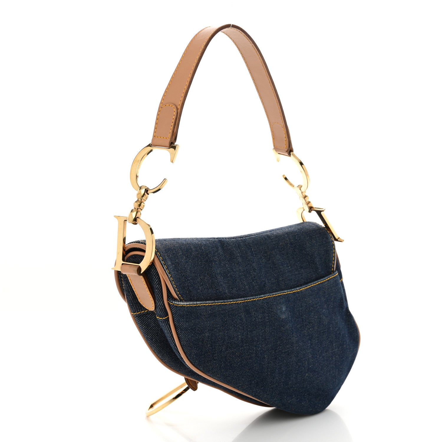 Christian Dior Denim Calfskin Saddle Bag Blue 3 of 11