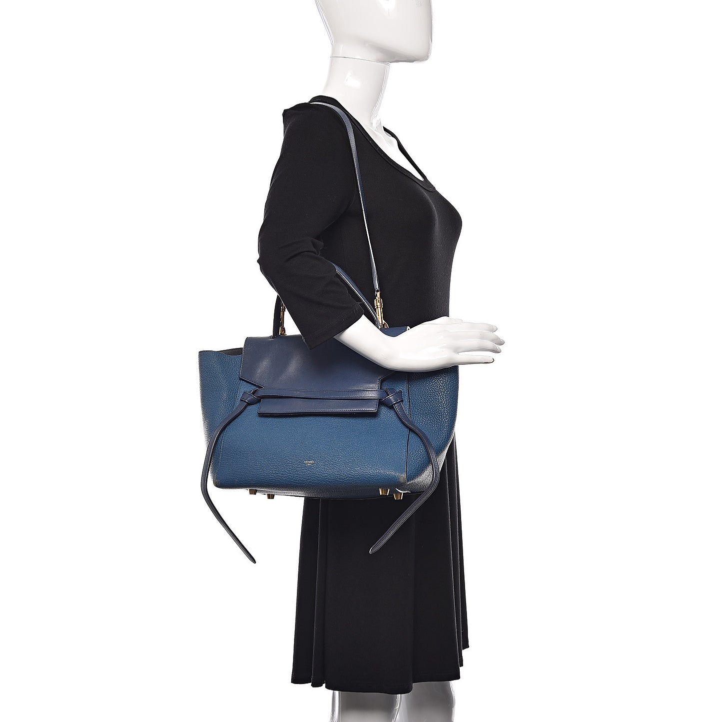 Goatskin Smooth Calfskin Mini Belt Bag Sea