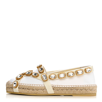 Gucci Canvas Crystal Embellished Espadrilles 36.5 Great White 1 of 9