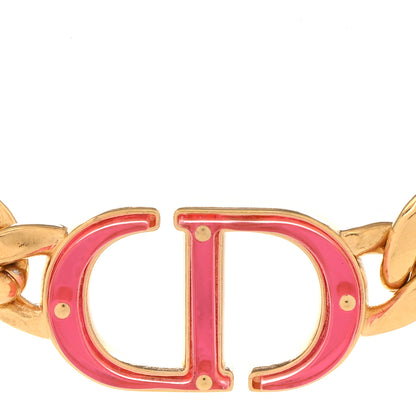 Christian Dior Metal CD Choker Necklace Gold Pink 4 of 6
