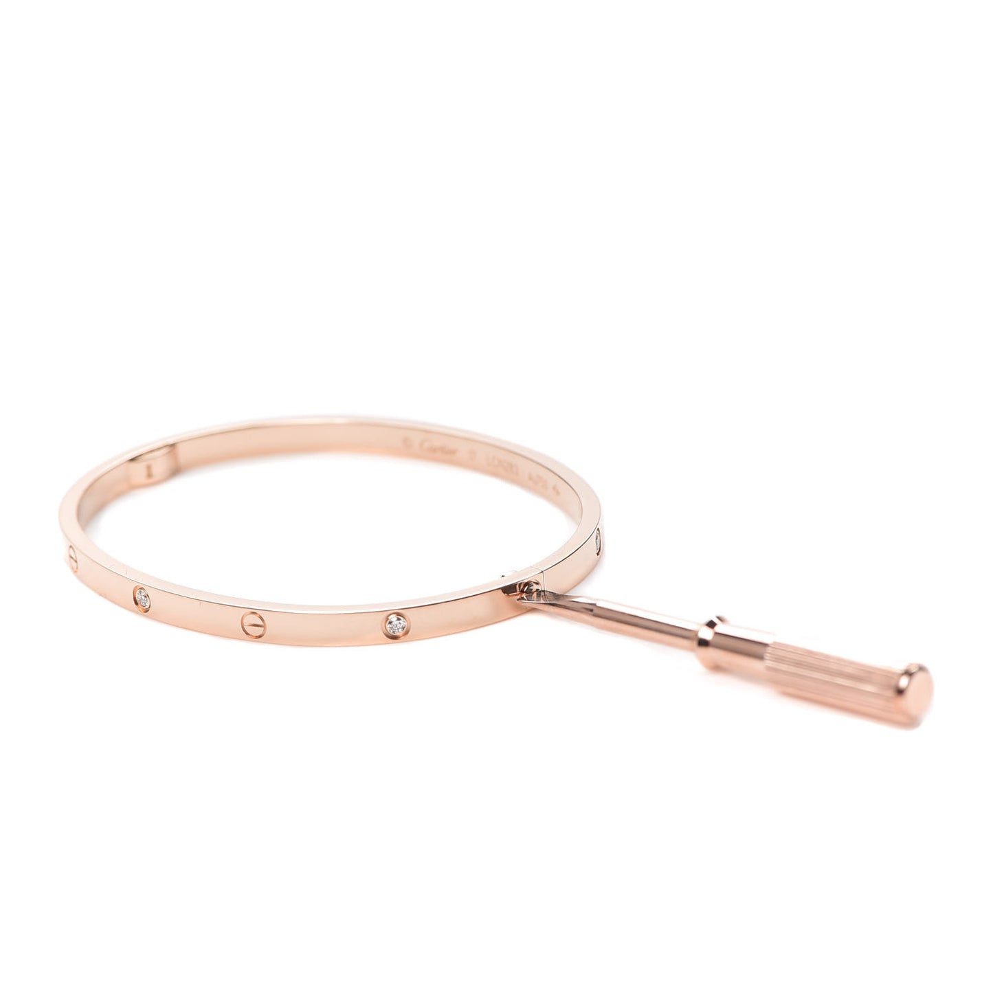 18K Pink Gold 6 Diamond Small LOVE Bracelet 17