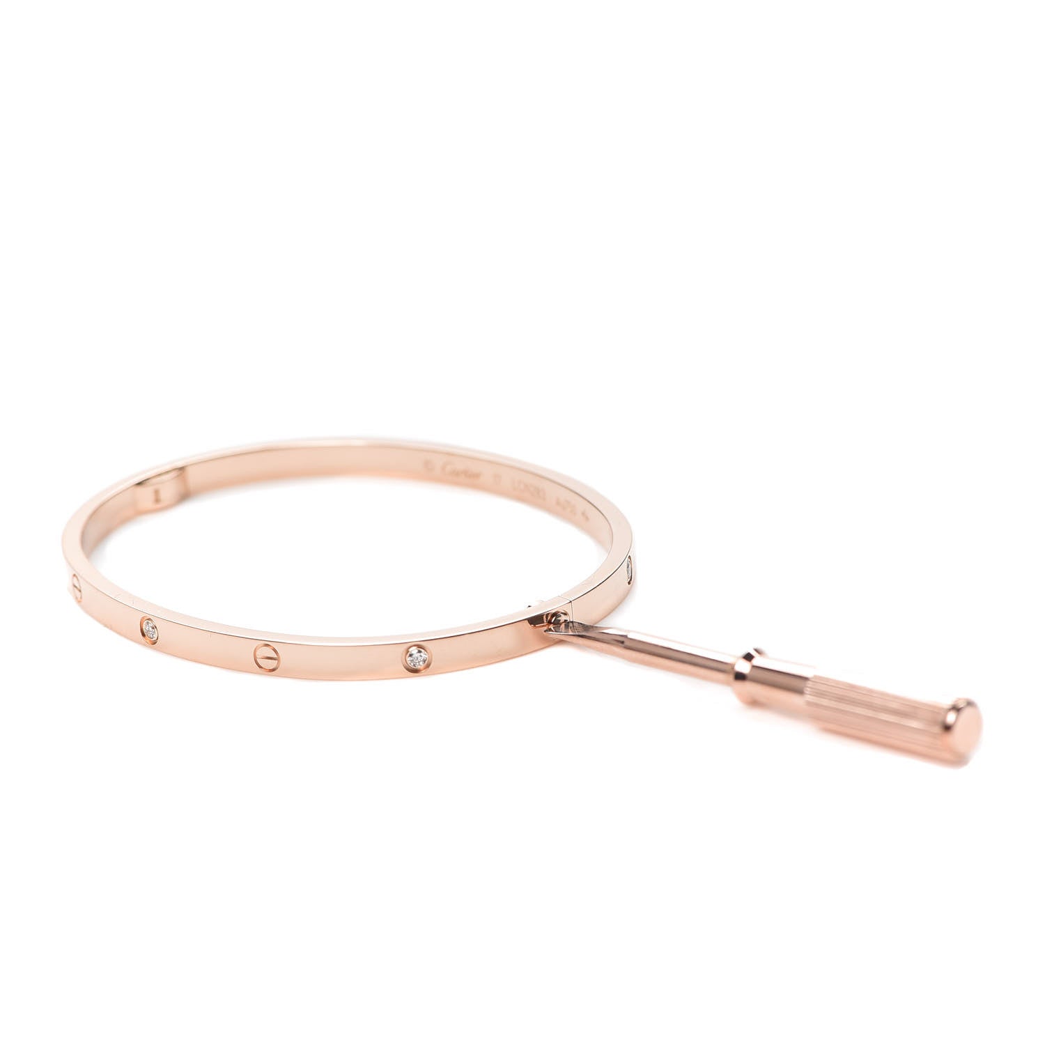 Cartier 18K Pink Gold 6 Diamond Small LOVE Bracelet 17 4 of 7