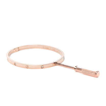 Cartier 18K Pink Gold 6 Diamond Small LOVE Bracelet 17 4 of 7