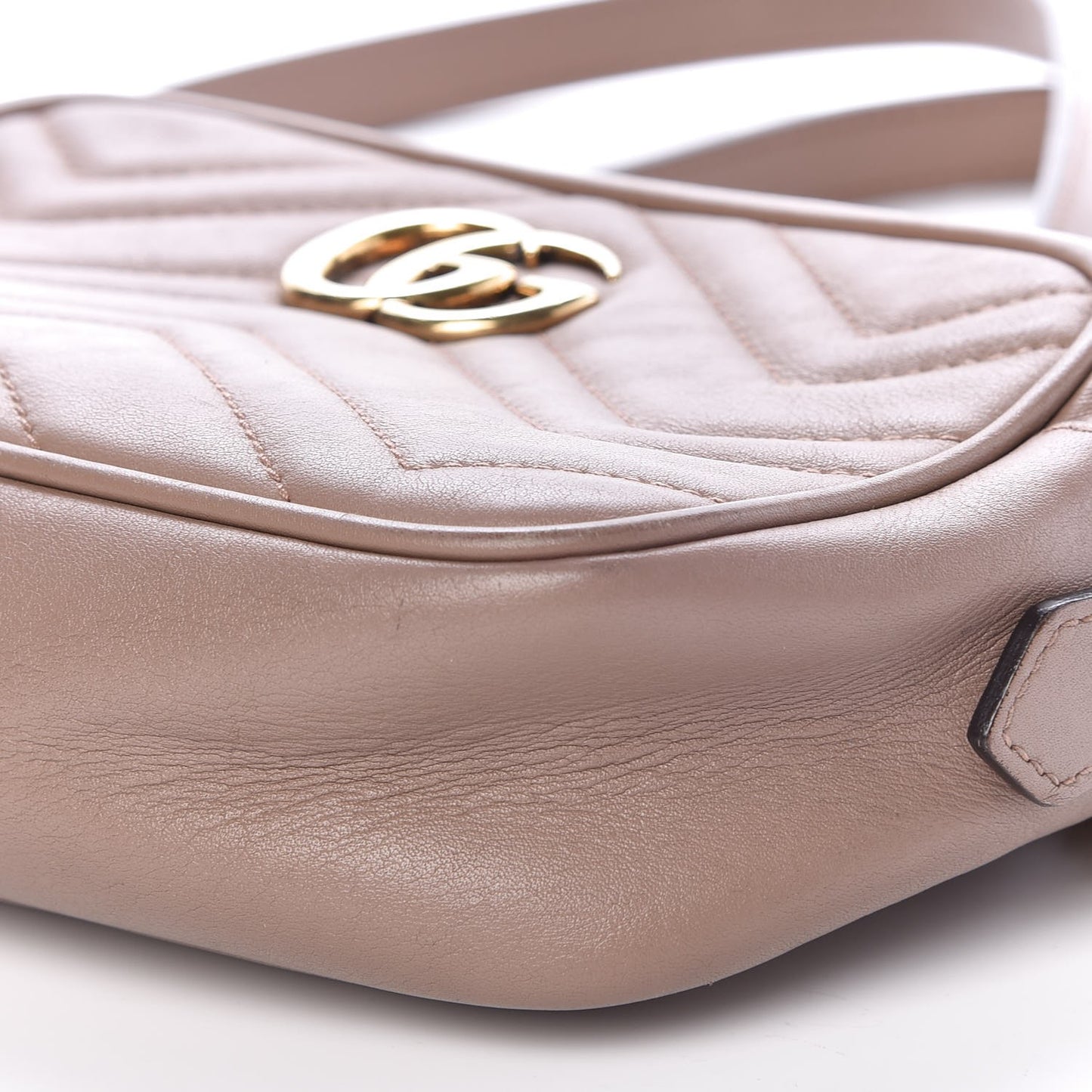 Calfskin Matelasse Mini GG Marmont Chain Shoulder Bag Nude