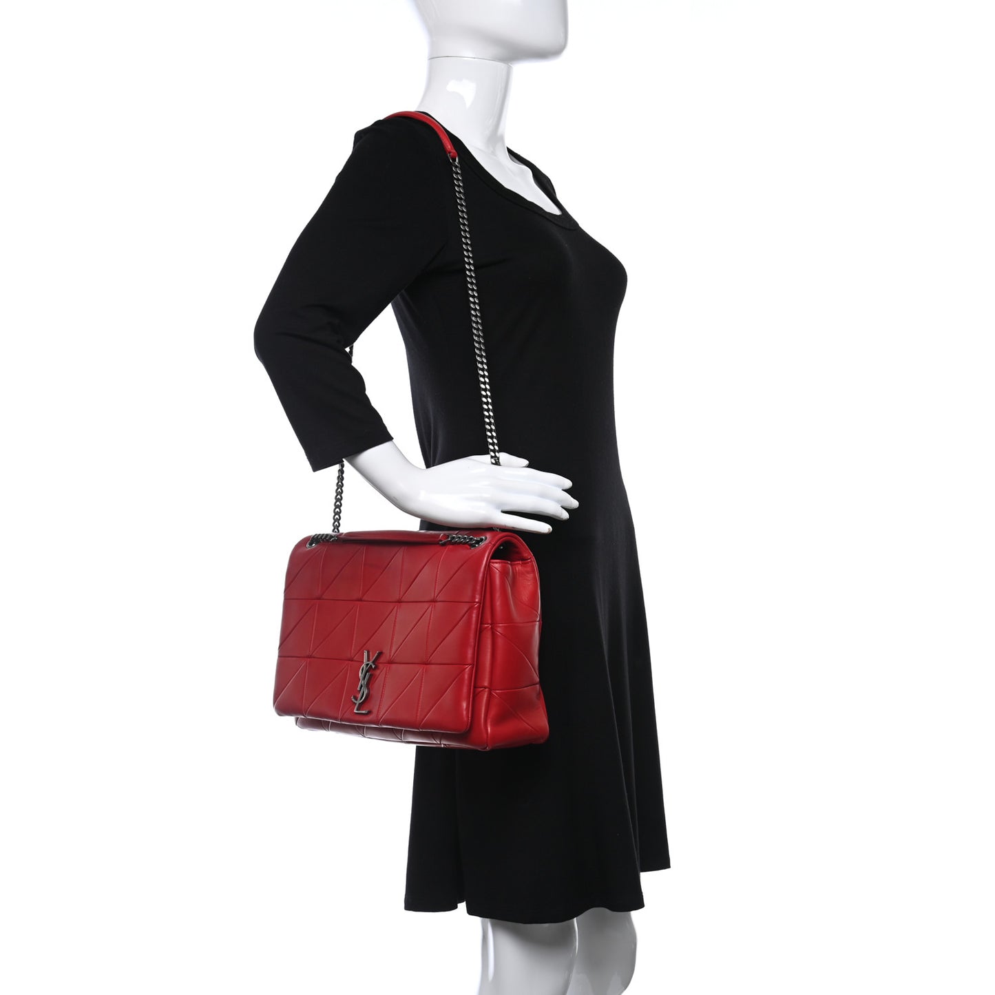Lambskin Patchwork Monogram Large Jamie Red