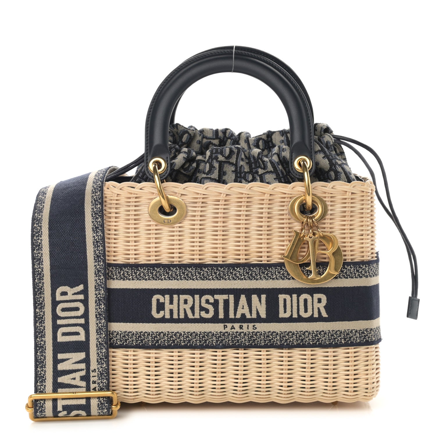 Christian Dior Wicker Oblique Medium Lady Dior Bag Blue 1 of 12