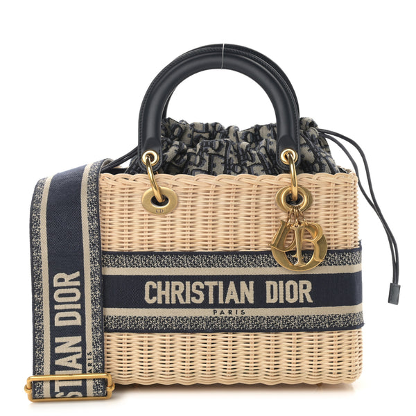 Christian Dior Wicker Oblique Medium Lady Dior Bag Blue 1114645
