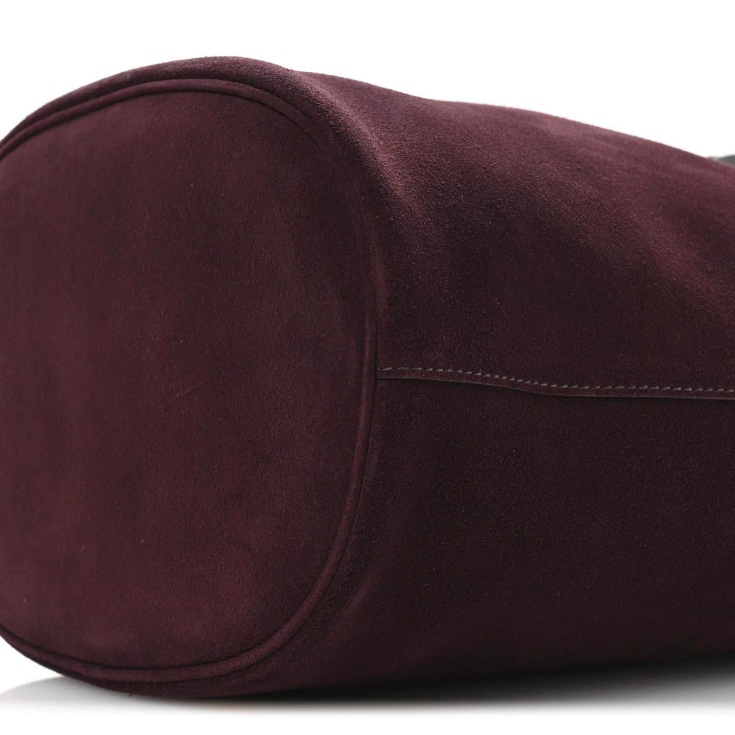 Suede Buckle Bucket Bag With Belt Burgundy