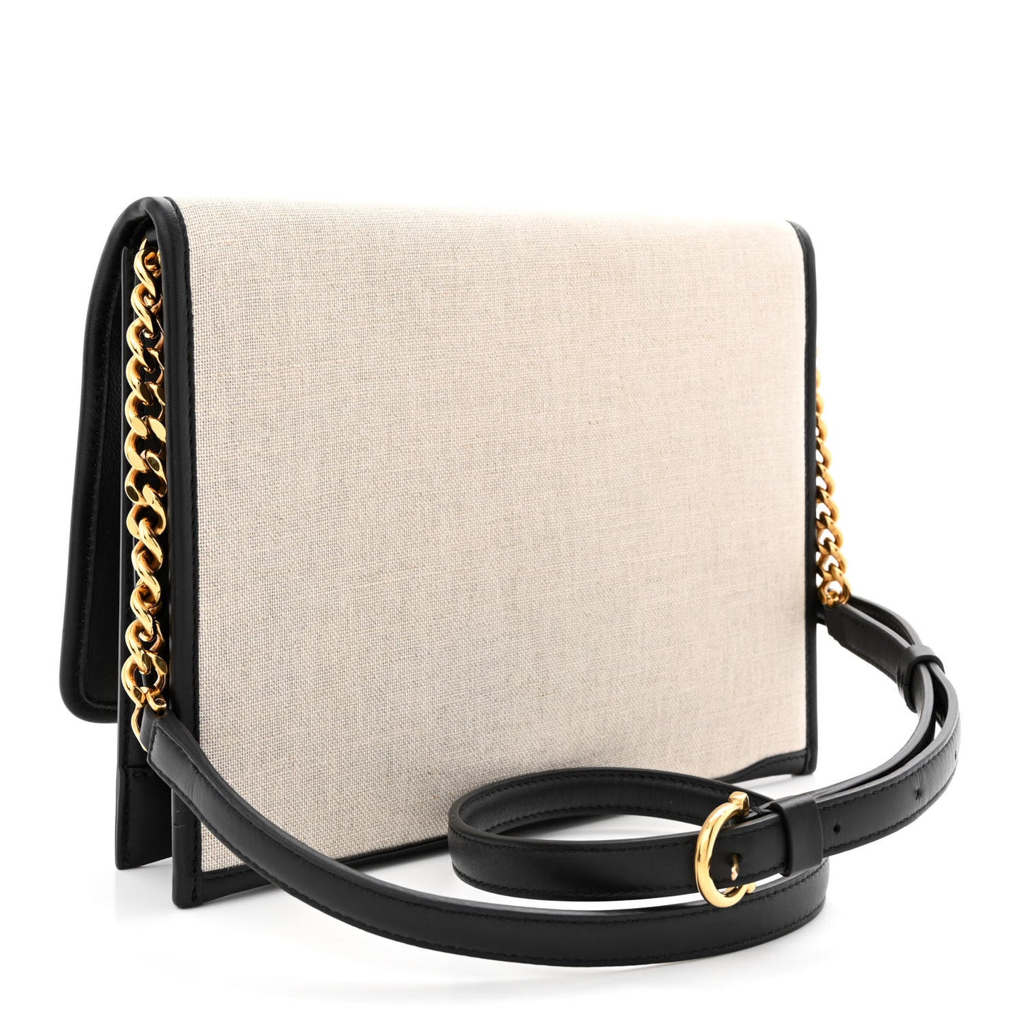 Calfskin Canvas Trifolio Crossbody Bag Black