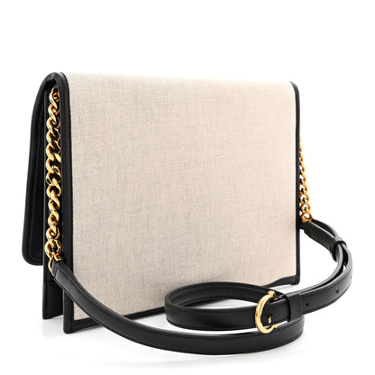 Salvatore Ferragamo Calfskin Canvas Trifolio Crossbody Bag Black 3 of 13