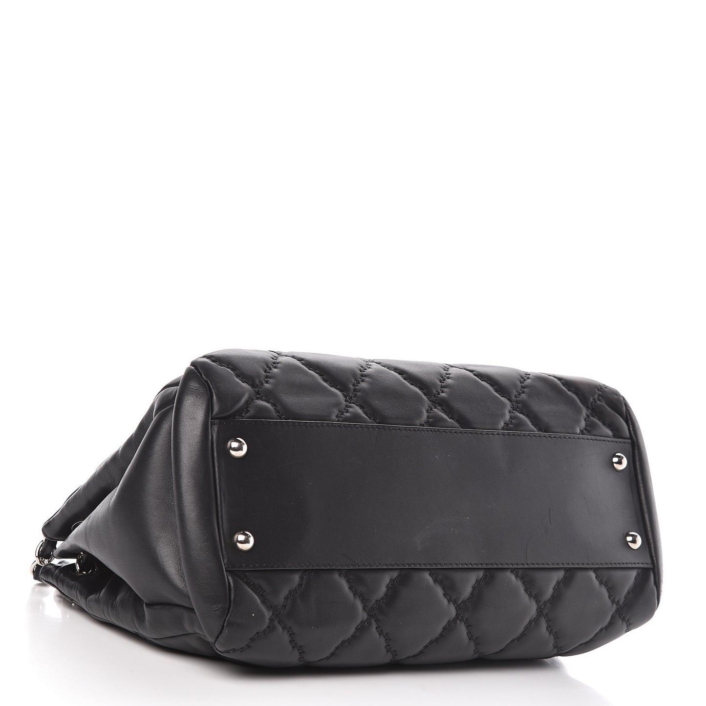 Calfskin Double Stitch Large Hamptons Flap Bag Black