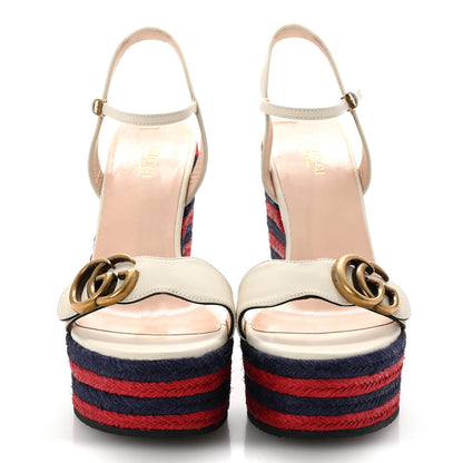 Gucci Lifford Calfskin GG Marmont Platform 35/120mm Espadrille Wedges 37 Mystic White 3 of 8