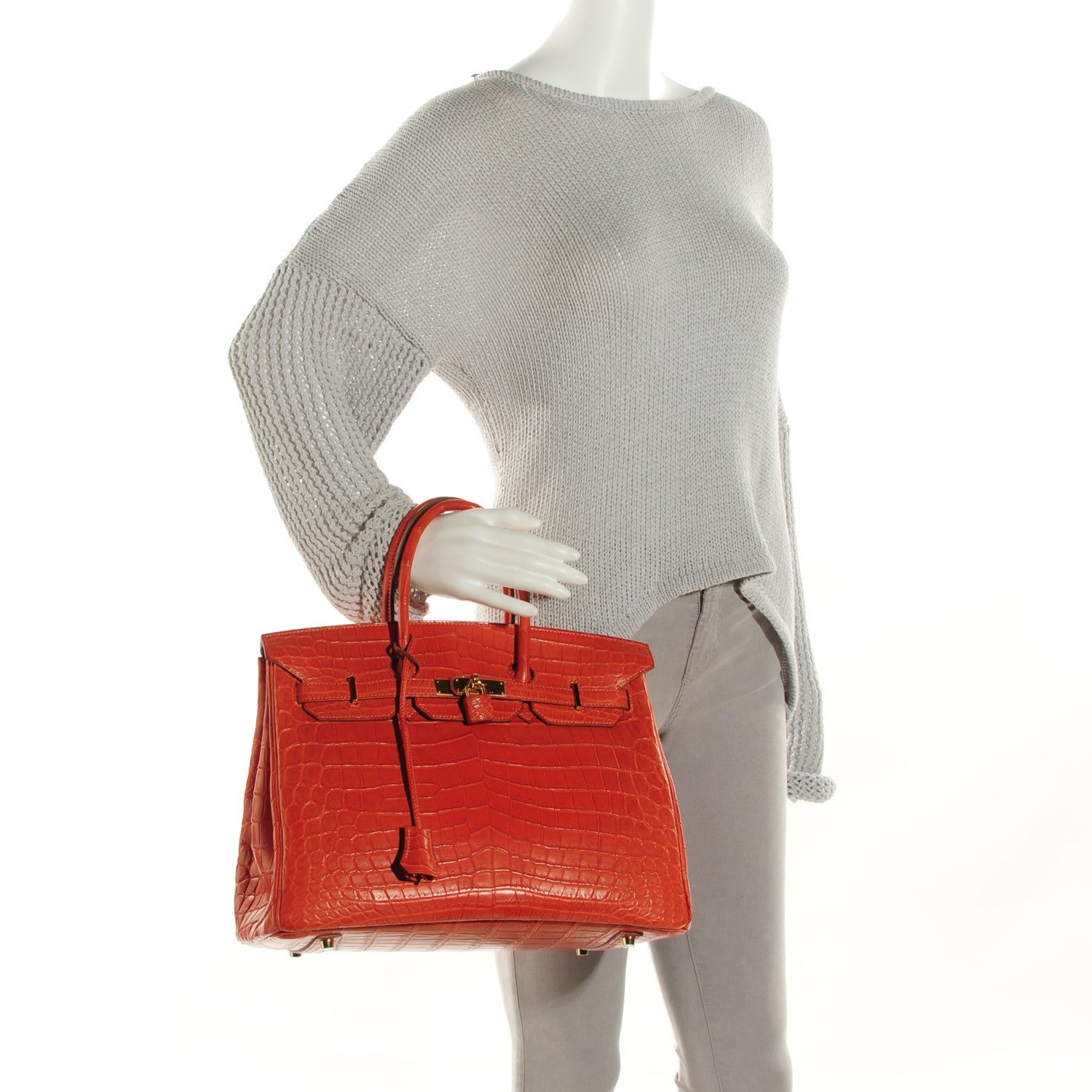 Hermes Matte Niloticus Crocodile Birkin 35 Orange 2 of 29
