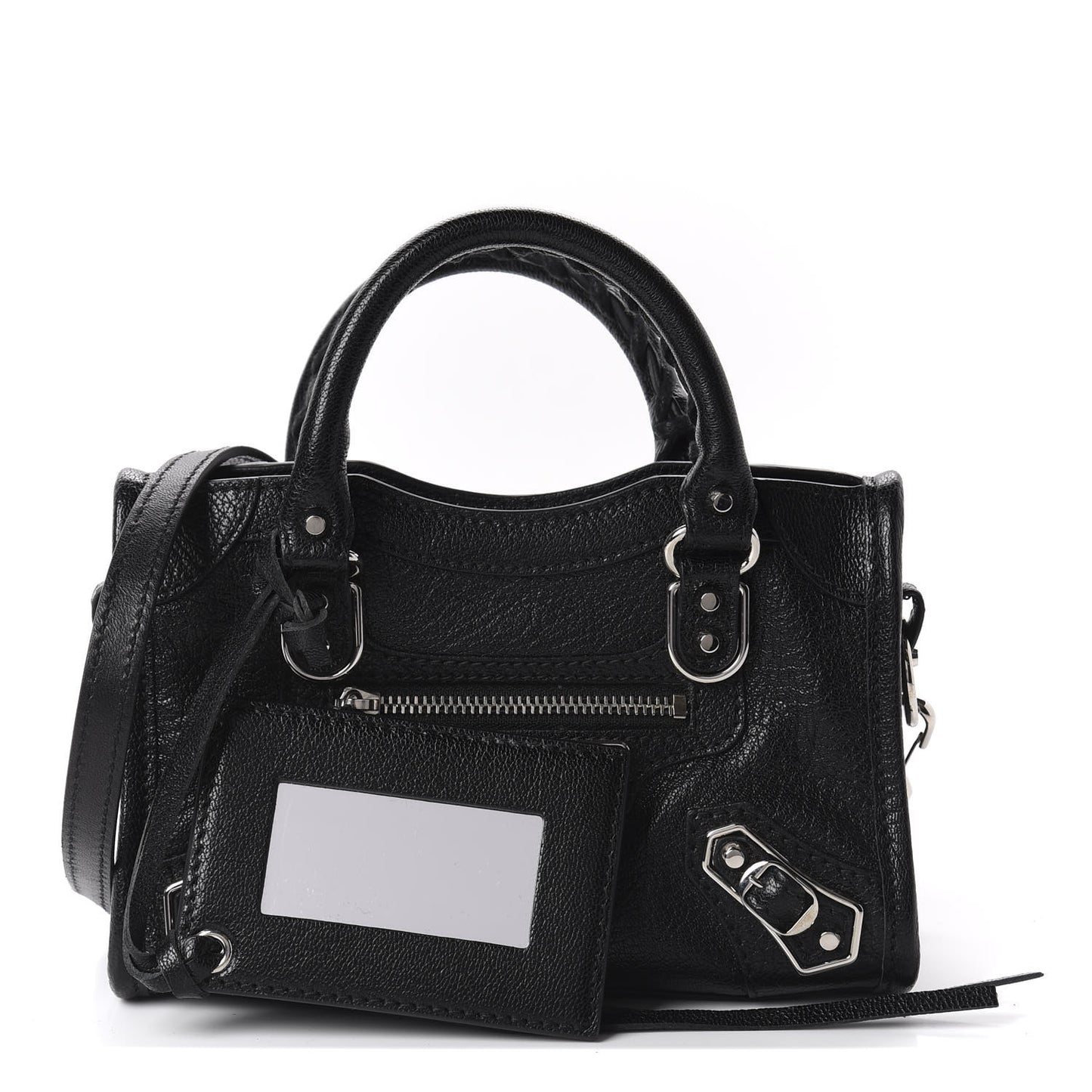 Chevre Silver Metallic Edge Hardware Nano City Black