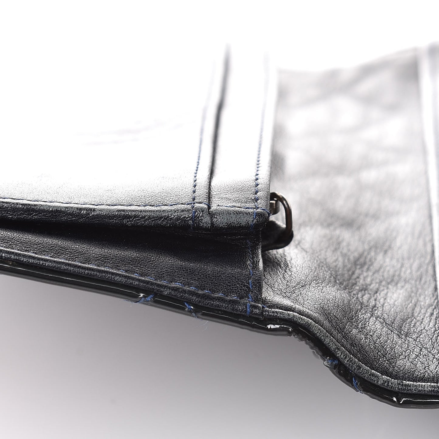 Patent Quilted Brilliant Yen Wallet Blue Fonce