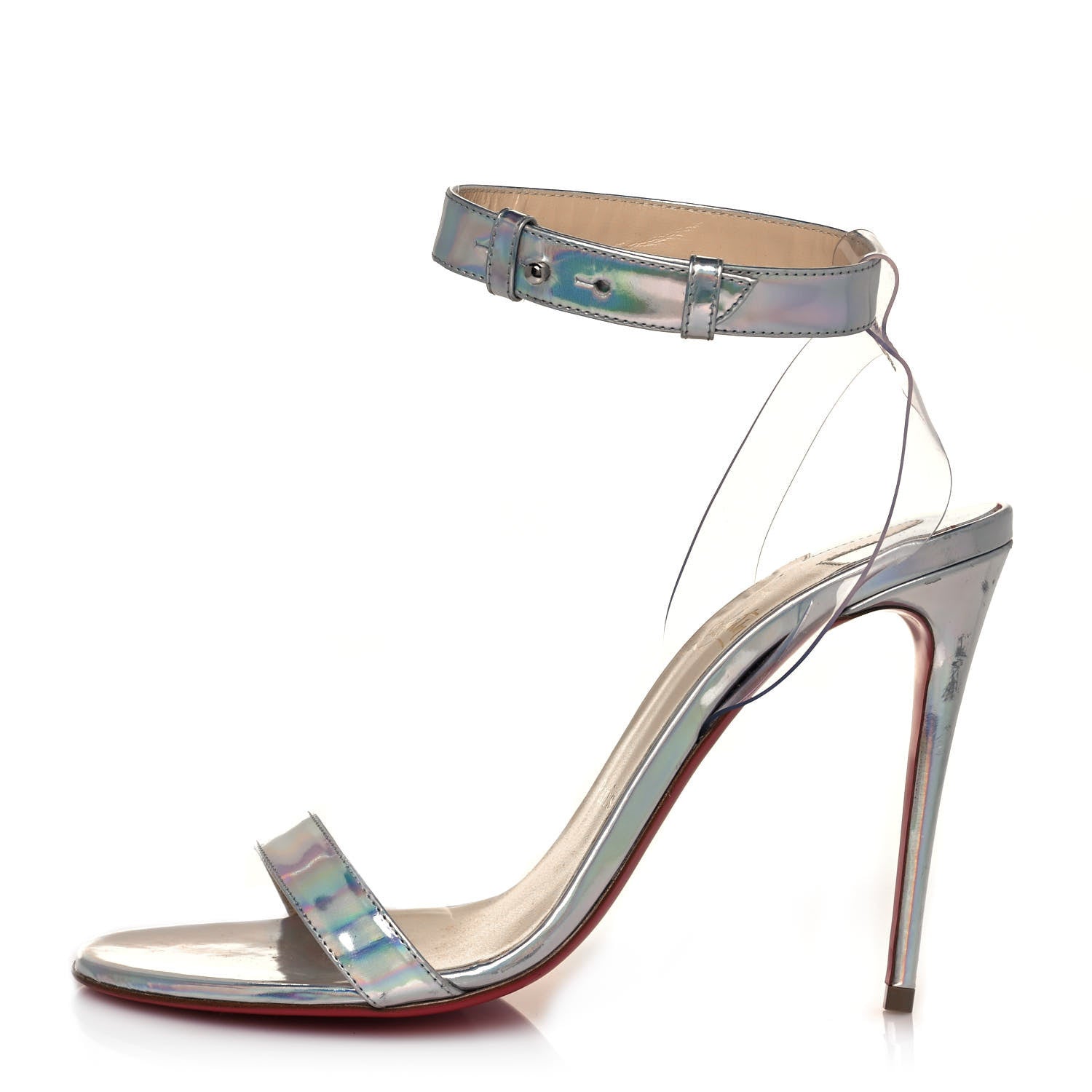 Christian Louboutin Specchio Laser Jonatina 100 Sandals 38 Silver 1 of 8