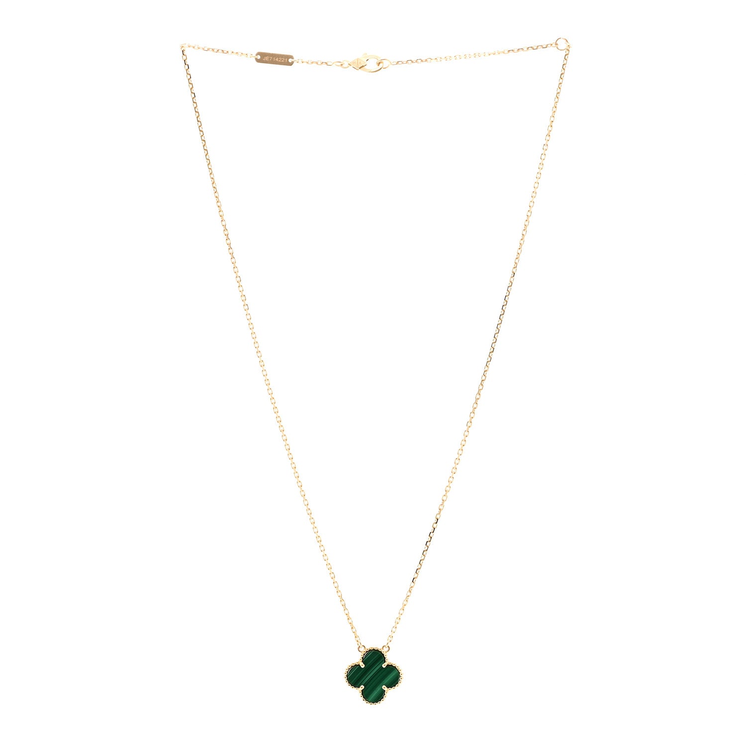 Van Cleef & Arpels 18K Yellow Gold Malachite Vintage Alhambra Pendant Necklace 3 of 6
