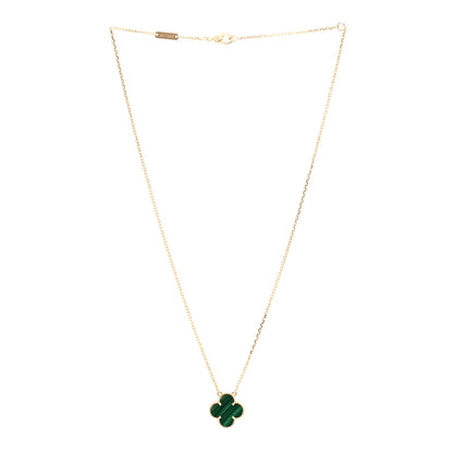 Van Cleef & Arpels 18K Yellow Gold Malachite Vintage Alhambra Pendant Necklace 3 of 6