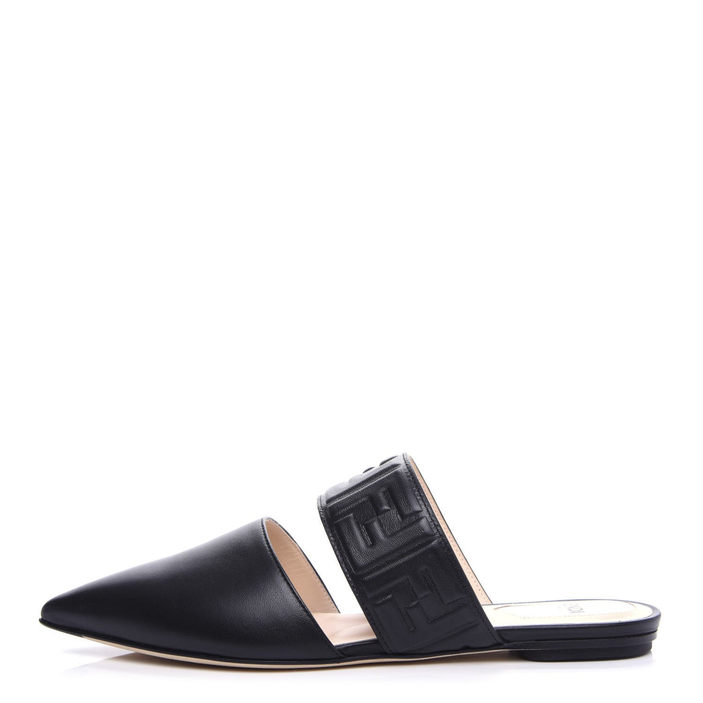 Vitello FF Embossed Flat Mules 36.5 Black