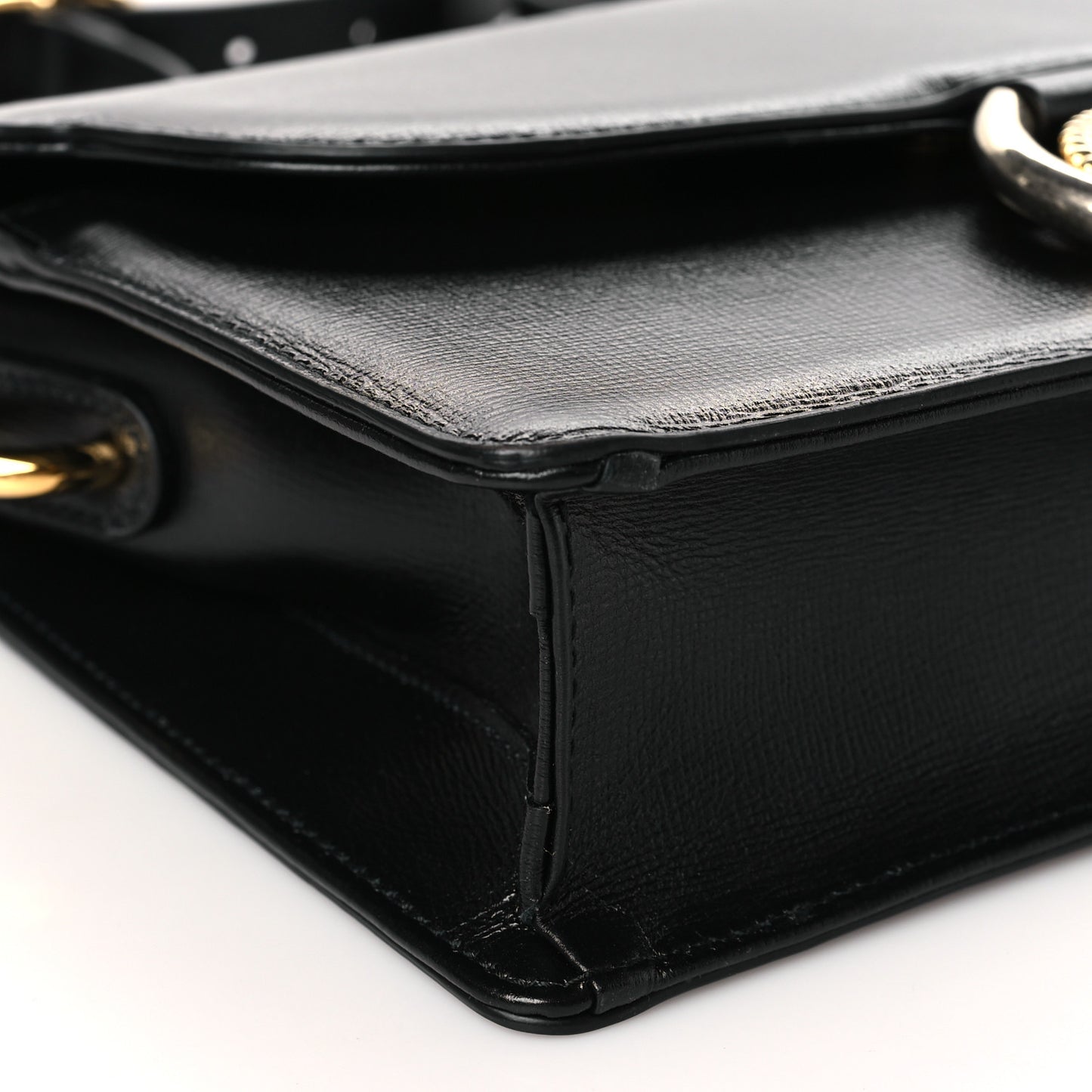 Textured Calfskin Small Torchon GG Ring Shoulder Bag Black