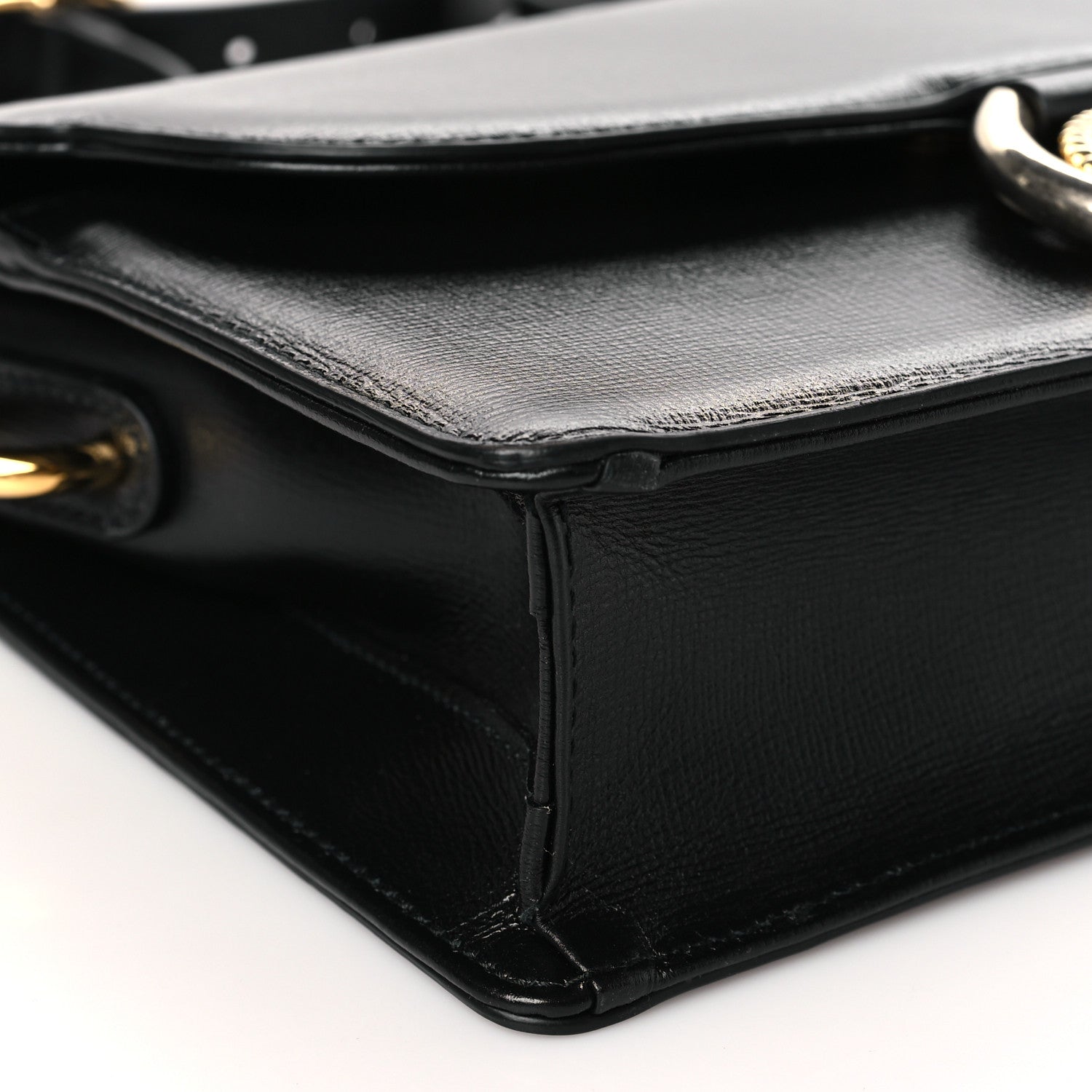 Gucci Textured Calfskin Small Torchon GG Ring Shoulder Bag Black 8 of 10