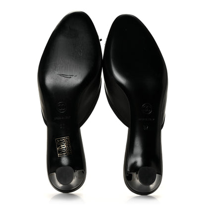 Chanel Lambskin Patent Cap Toe CC Mules 37 Black 5 of 9