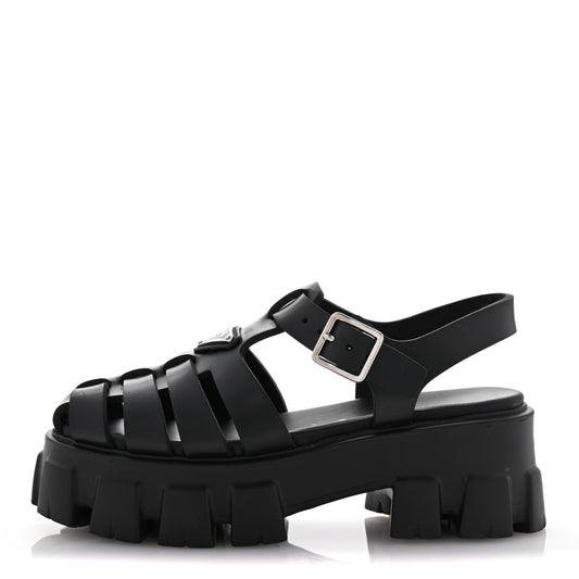 Foam Rubber Triangle Logo Monolith 55mm Cage Sandals 36 Black