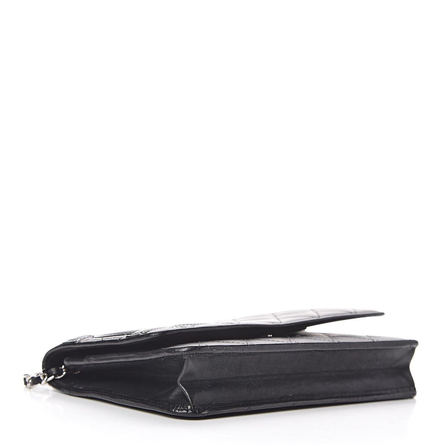 Calfskin Quilted Cambon Wallet On Chain WOC Black