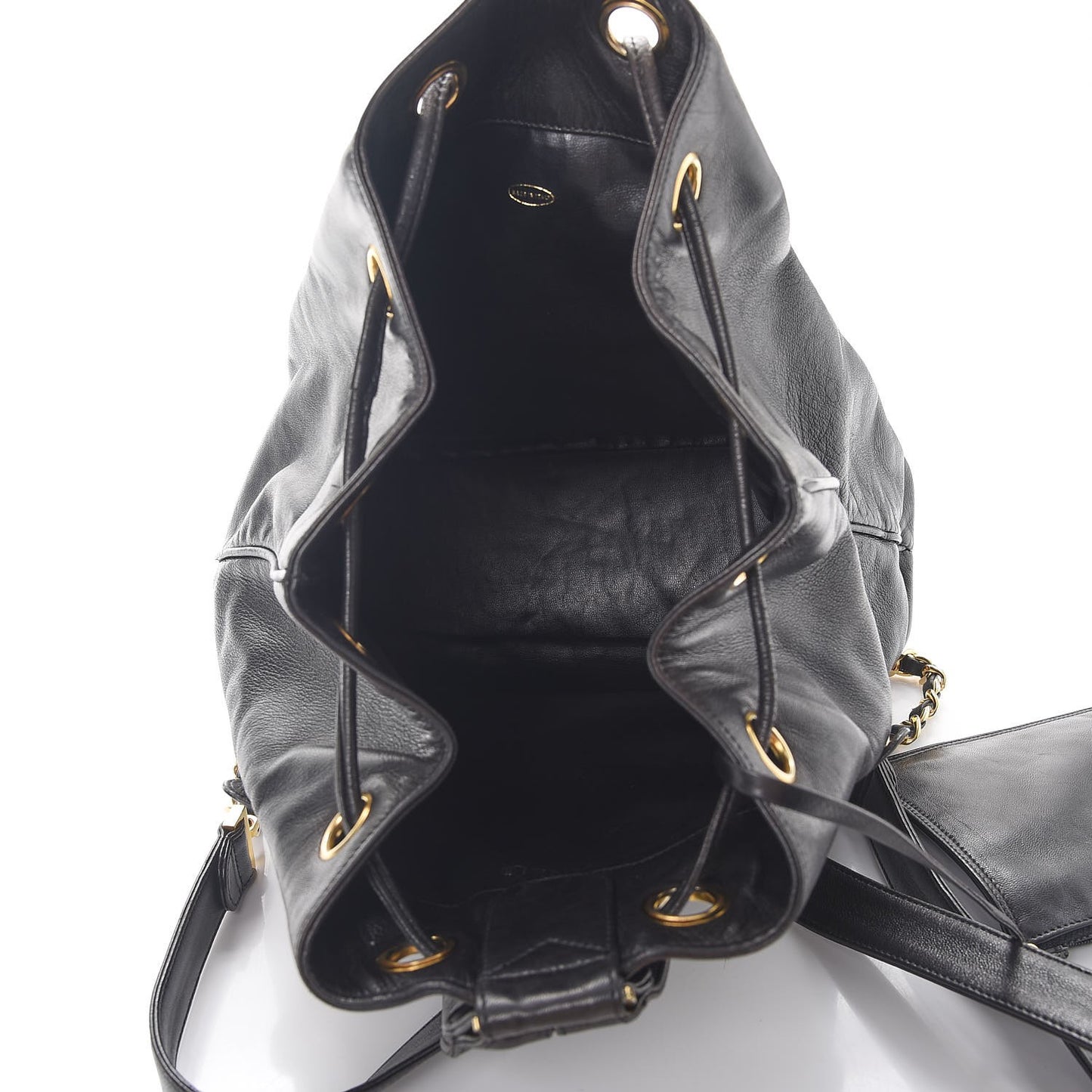 Lambskin CC Drawstring Backpack Black